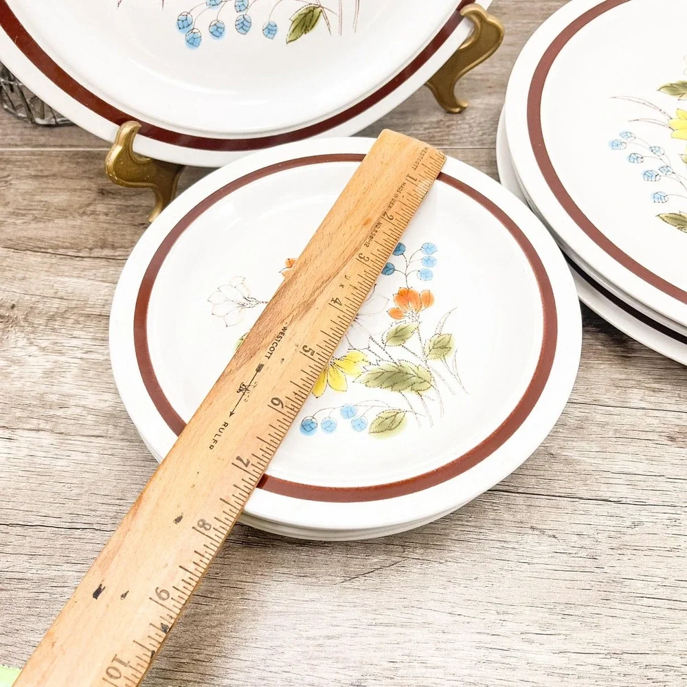 Vintage‎ Floral Stoneware Dessert Plates - Dinner Setting for 4